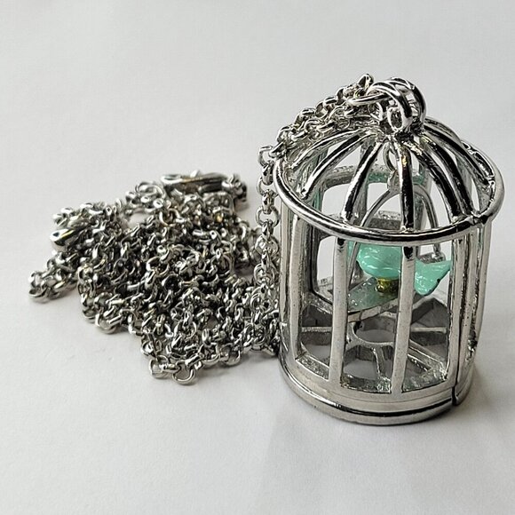 Bird In A Cage Pendant Necklace - Picture 10 of 12